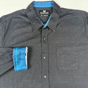 Buttercloth Button Down Shirt Mens 3XL‎ Black Blue Contrast Regular Fit